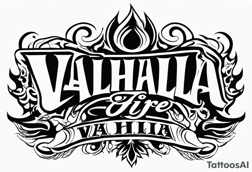 Valhalla on fire flames tattoo idea