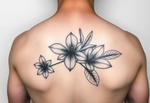 Beautiful, feminine, complex, detailed shading and cohesive mixture of the following: sampugita flower, anahaw (Livistona rotundifolia), ylang ylang tattoo idea