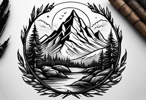 Wilderness mountains tattoo idea