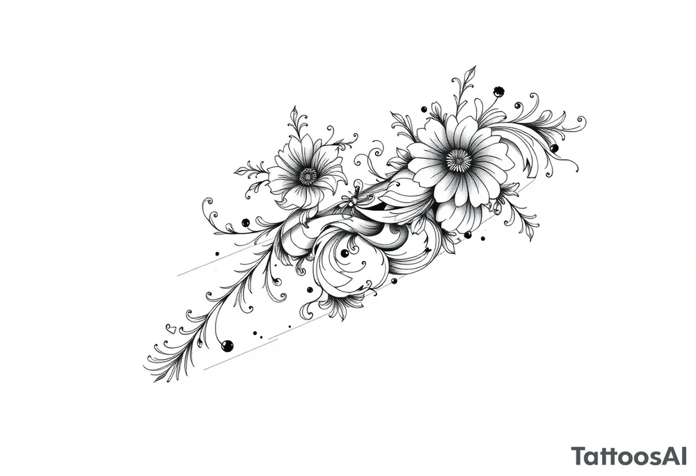 Лилии и размытые линии tattoo idea