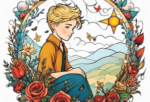 literary tattoo with the little prince, divergent, the hunger games and harry potter tattoo idea