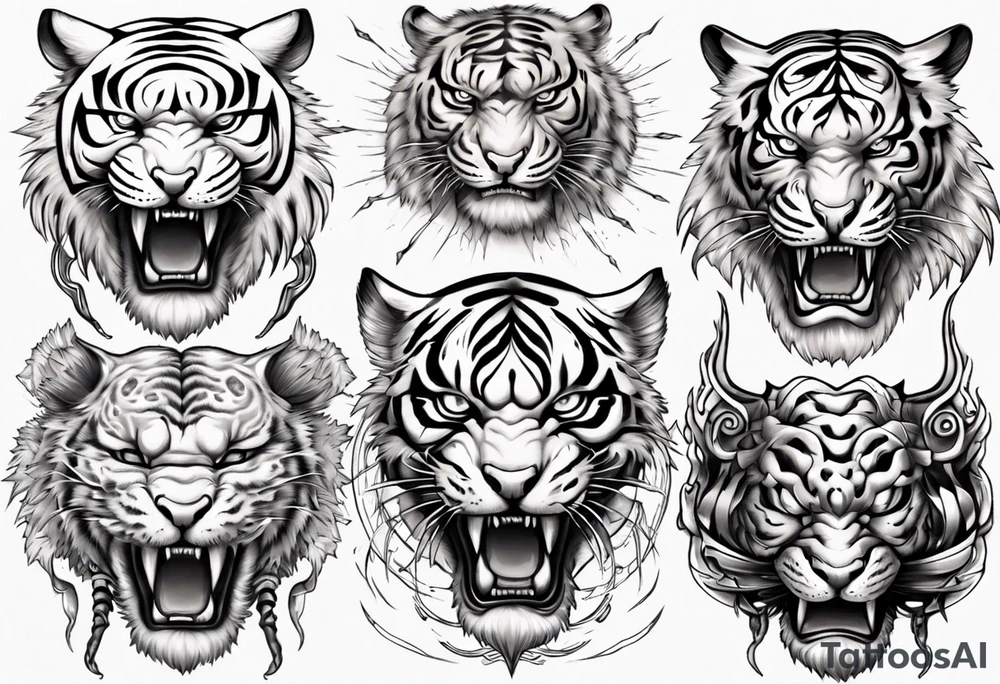 Etherial Tiger and lightning tattoo idea