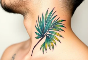 large palm leaves twisted side neck tattoo tattoo idea