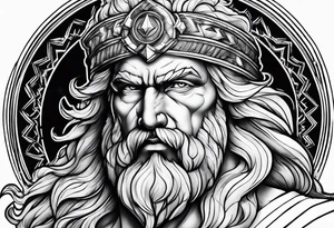 Realistic Zeus with lightning bolt tattoo idea