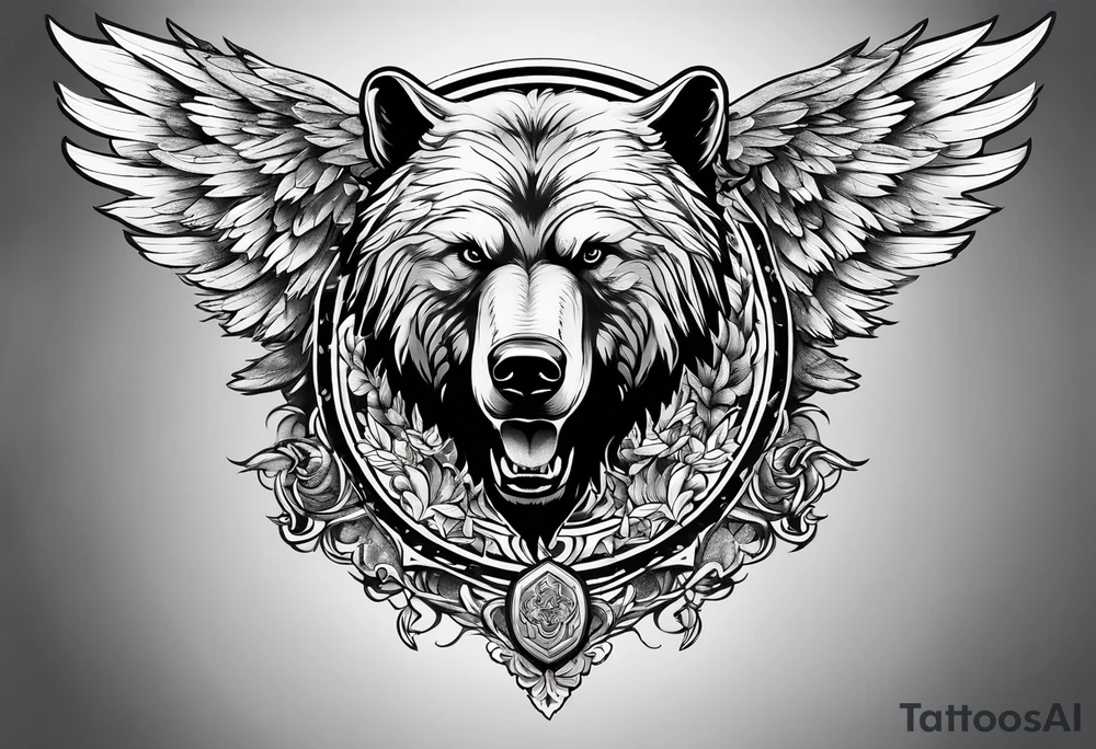 Winged bear tattoo idea
