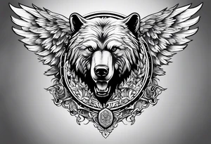 Winged bear tattoo idea