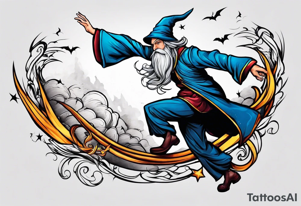 leaping wizard tattoo idea