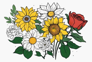 Sunflower daffodil, daisy, rose Adler, chrysanthemum, holly tattoo idea