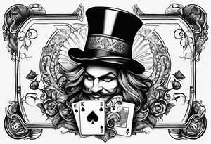 King of spades that says “we’re all mad here” with top hat tattoo idea
