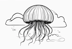 jellyfish with a small head and really long tentacles. Add clouds behind it like it’s floating in the sky tattoo idea
