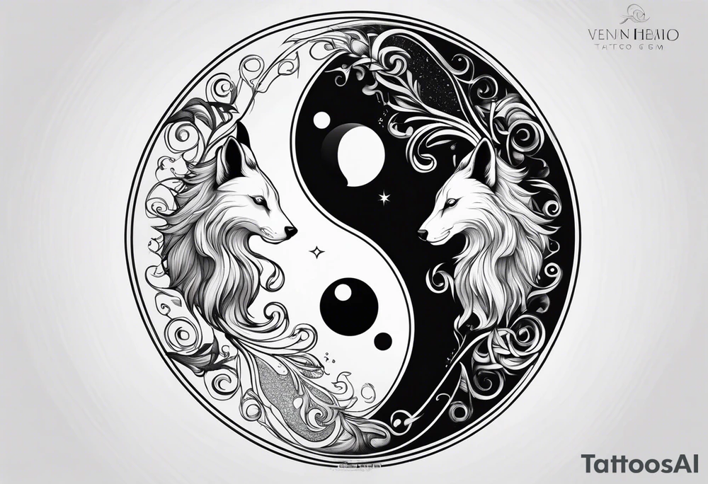 Gemini yin and yang animals tattoo idea