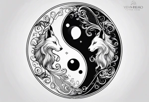 Gemini yin and yang animals tattoo idea