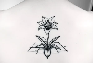 bathroom with lily coming up out of tile floor tattoo idea