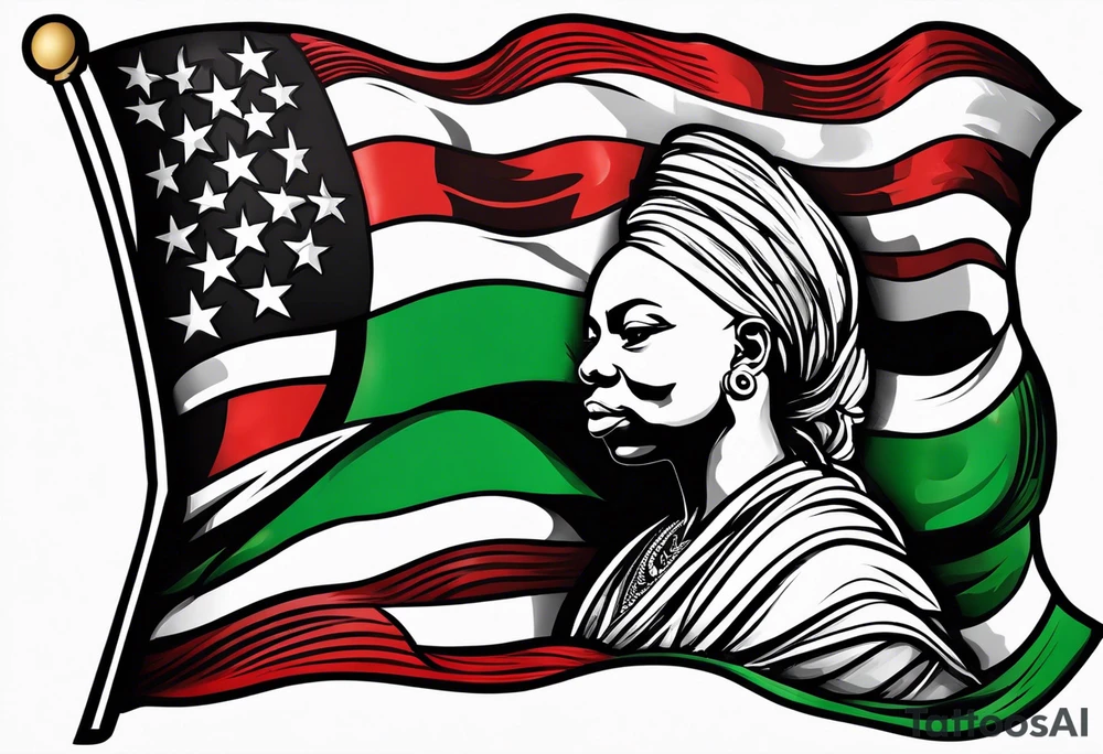 african american red green and black flag tattoo idea