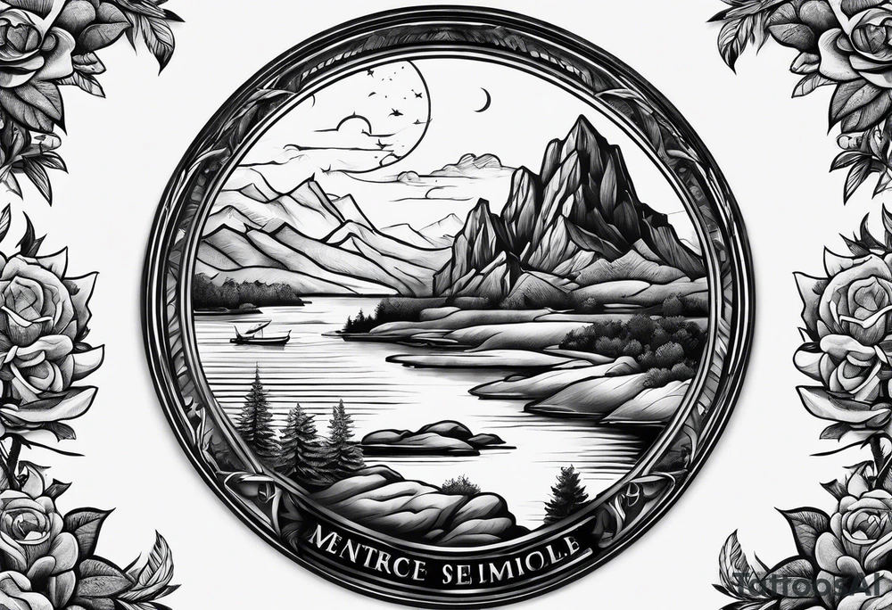 memorial landscape drawing tattoo idea