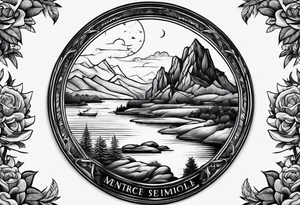 memorial landscape drawing tattoo idea