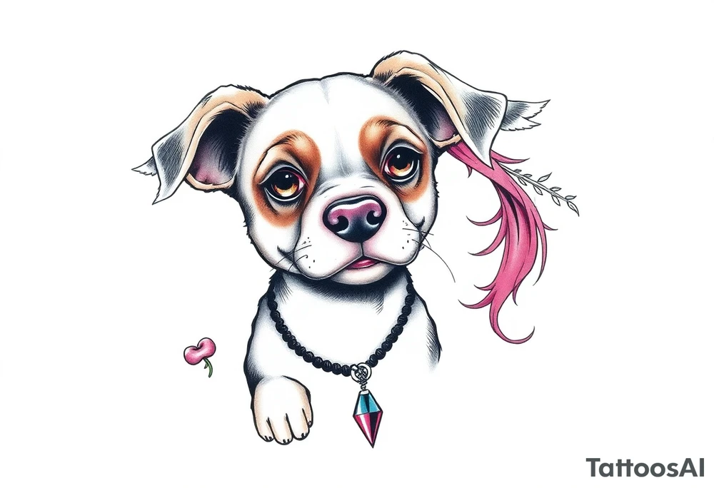 hot puppy goth girl with big boobs and pink hair tattoo idea