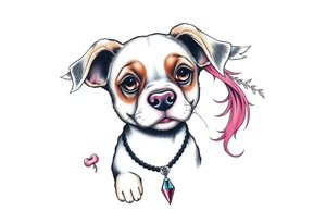 hot puppy goth girl with big boobs and pink hair tattoo idea