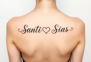 Santi & Sias combined in cursive with a heart in the middle connecting them together tattoo idea