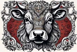a cow and an owl at wrestle mania tattoo idea