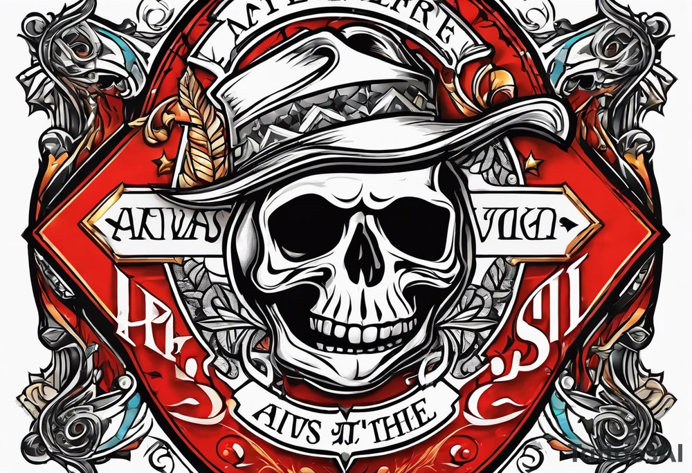 The letters AR together with the words always ready going down the side of the letters tattoo idea