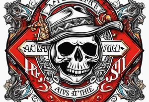 The letters AR together with the words always ready going down the side of the letters tattoo idea