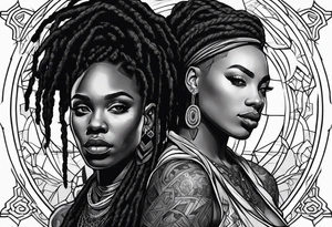 Black man with dreads  and women together tattoo idea