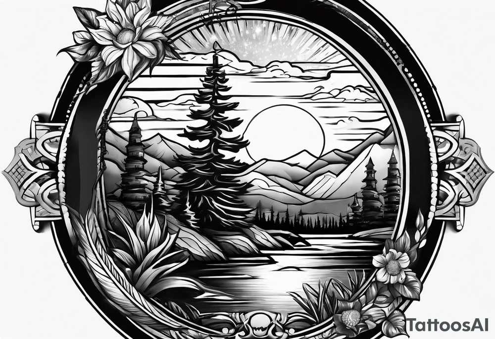 grandfather memorial sunset tattoo idea