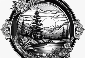 grandfather memorial sunset tattoo idea