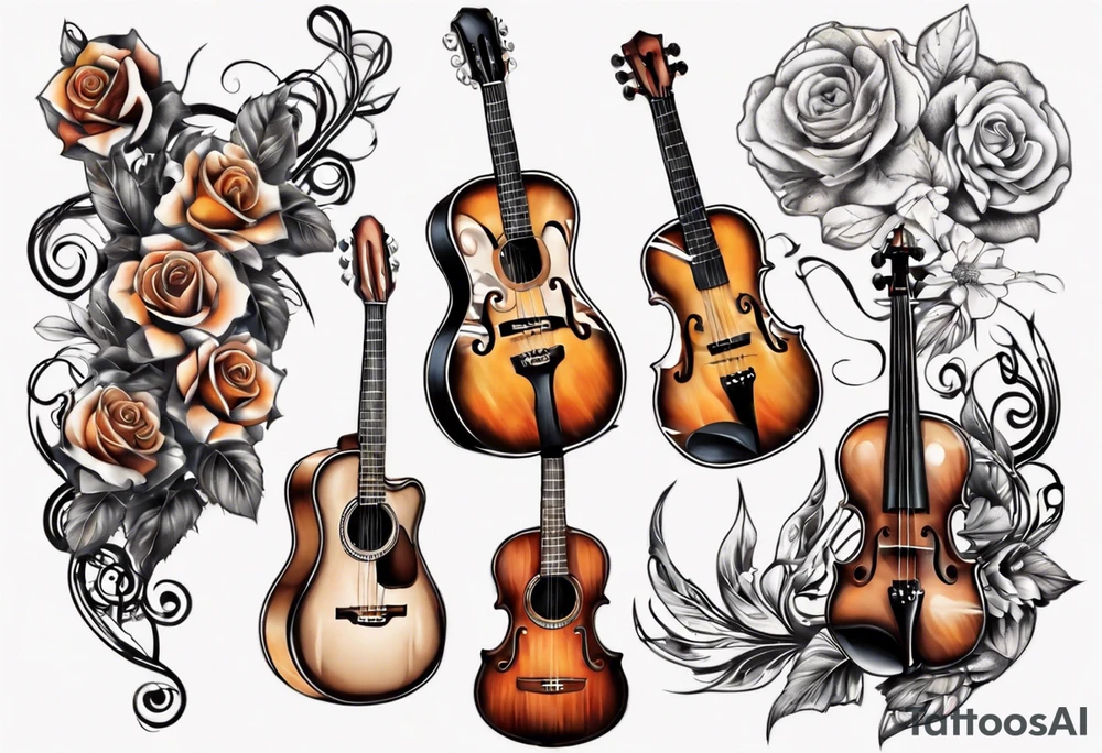 ACOUSTIC GUITAR AND VIOLIN tattoo idea