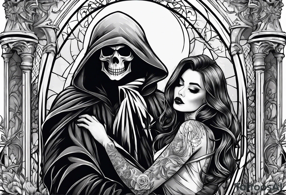 Grim reaper falls in love with human girl tattoo idea