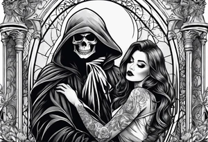 Grim reaper falls in love with human girl tattoo idea