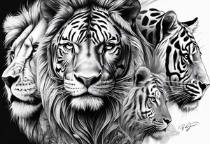 Lion tiger elephant tattoo idea