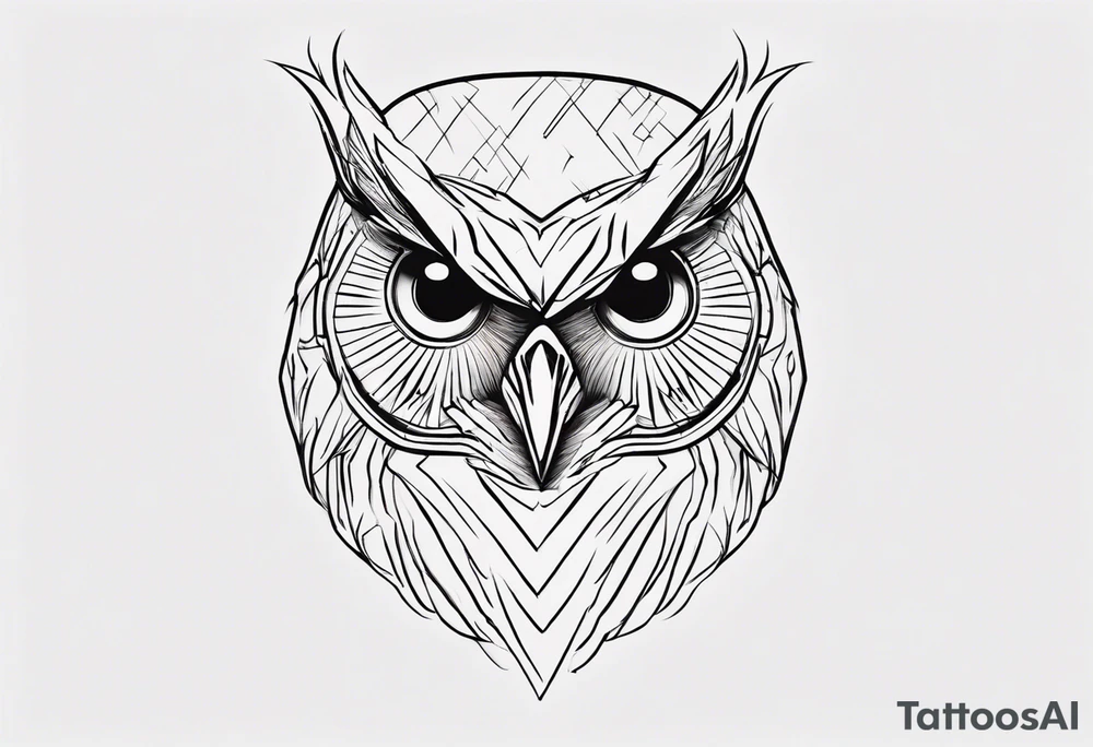 create one line tattoo of a owl head. the line has to start at the buttom and be finished at the top. Has to be really simple and be one-line that is connected tattoo idea
