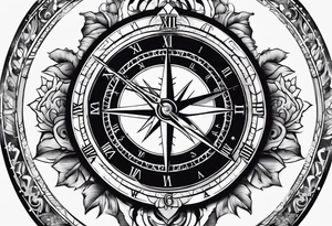 gear, clock and compass tattoo idea