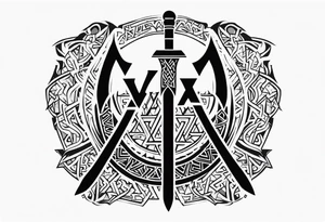 Valhalla 
valknut sword axe tattoo idea