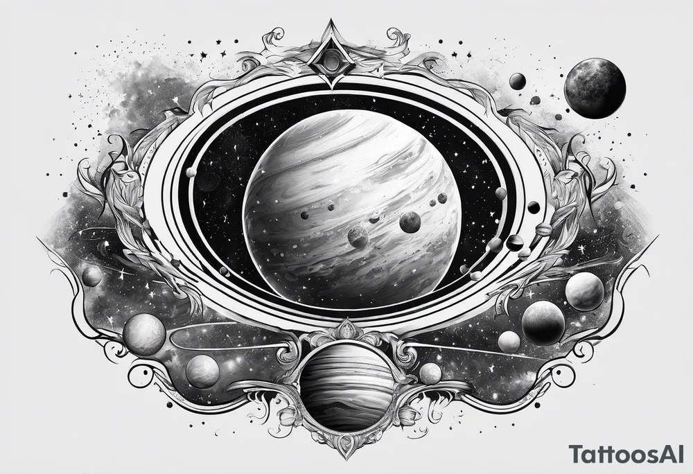 universe, planets, stars tattoo idea