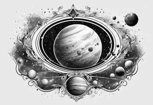 universe, planets, stars tattoo idea
