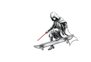 skateboarding Darth Carter, star wars, outdoors, future, memento mori tattoo idea