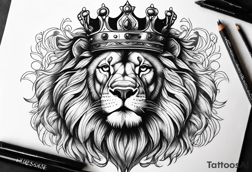 Majestic Lion with Crown tattoo idea