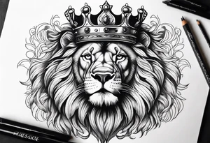 Majestic Lion with Crown tattoo idea