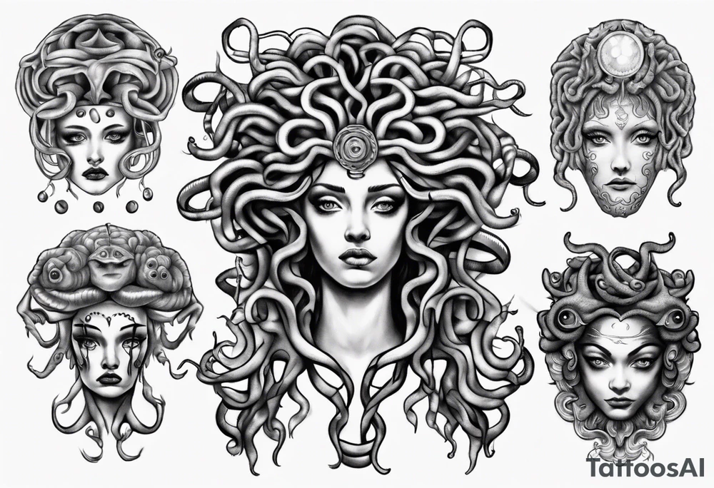 Medusa with no pupils tattoo idea