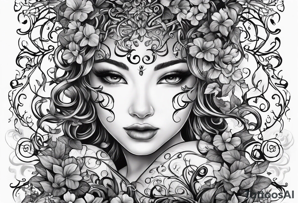Vines climbing up body with tiger lollies growing and the quote 'then, child make another" written into one of the vines tattoo idea