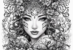 Vines climbing up body with tiger lollies growing and the quote 'then, child make another" written into one of the vines tattoo idea