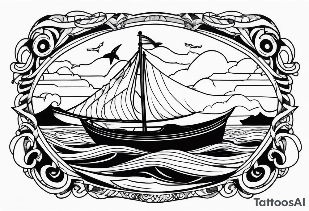 boat on stormy seas tattoo idea