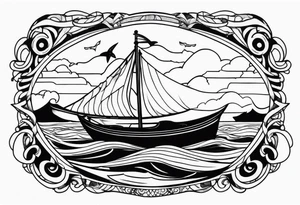 boat on stormy seas tattoo idea