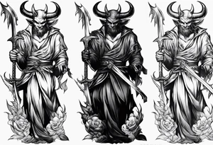 Devil with sword tattoo idea