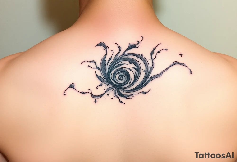 swirly smoky flowing spirally galaxy with stipple shading tattoo idea