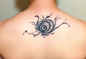 swirly smoky flowing spirally galaxy with stipple shading tattoo idea