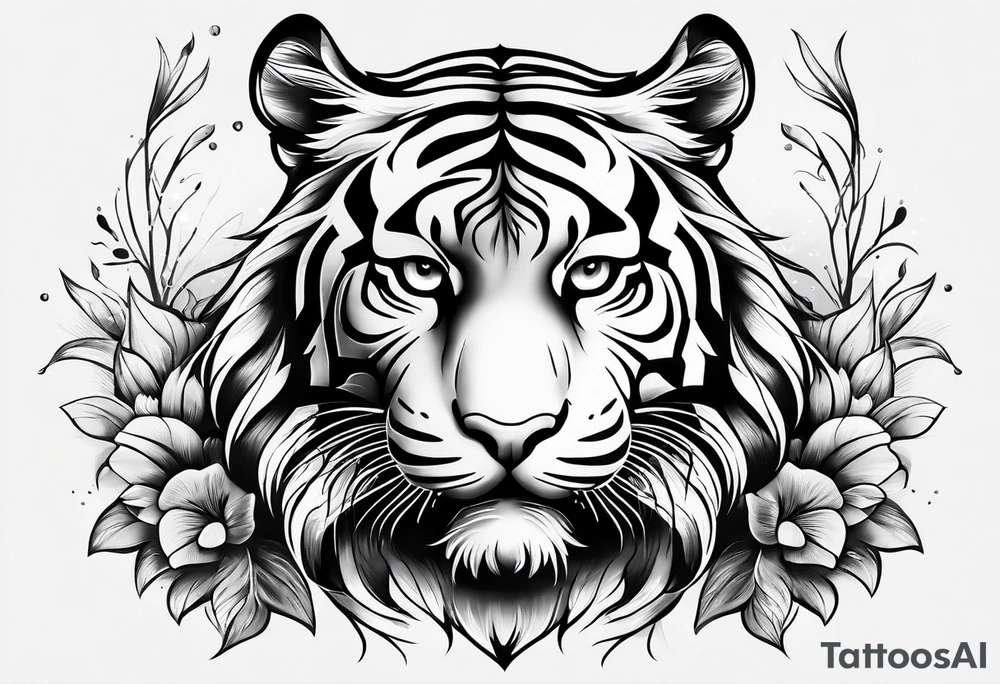 minimalist tiger water tattoo idea